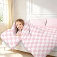 thumbnail image 3 of Manfei Classic Plaid King Size Comforter Sets,Vintage Checkered Comforters King Size,Red White,Pink Reversible,3-Piece,1 Comforter and 2 Pillowcases,3-Piece,1 Comforter and 2 Pillowcases, 3 of 7