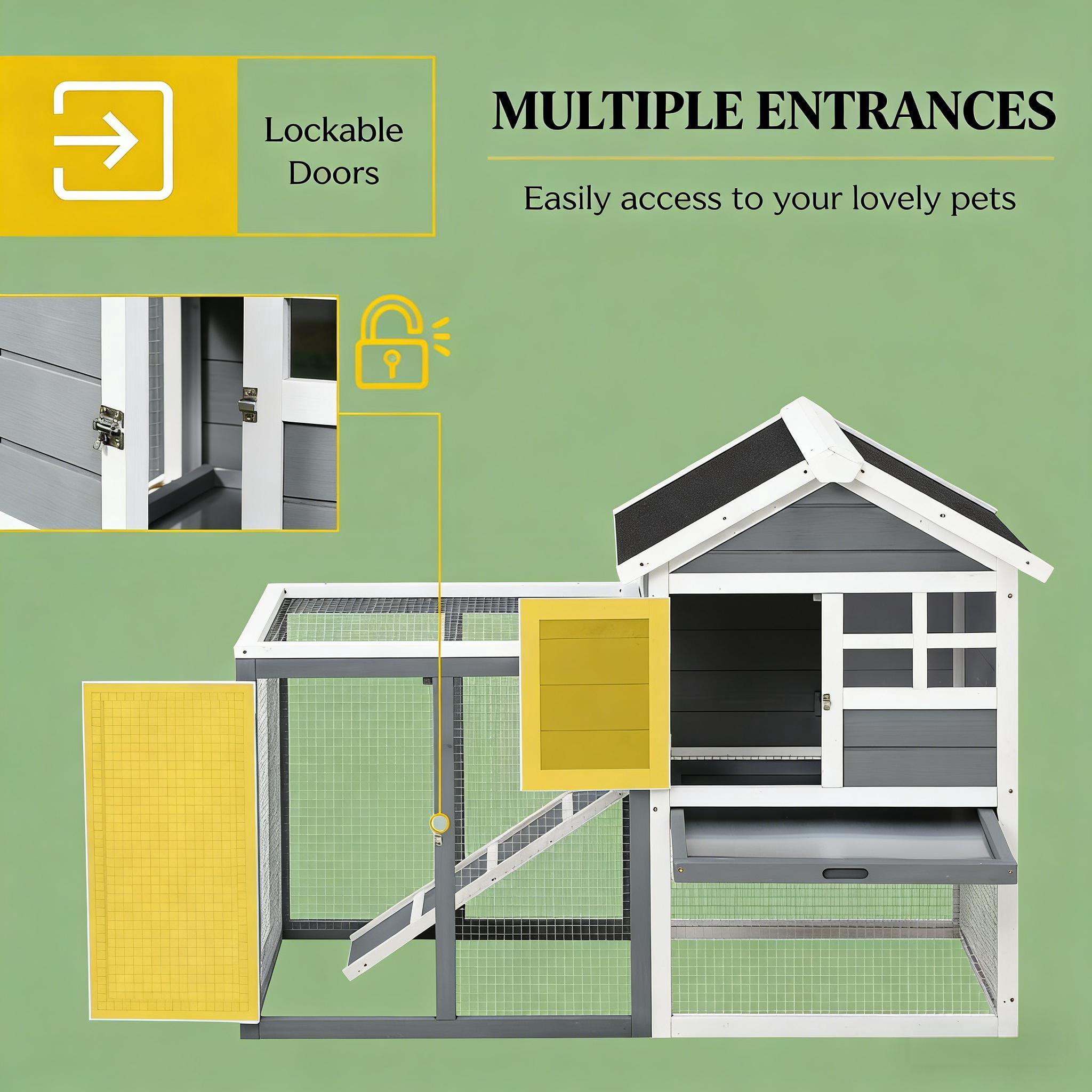 Spacious Pet House, Weatherproof Wooden Rabbit Hutch