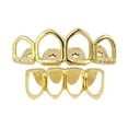 thumbnail image 2 of Parrillas Chapadas en dieciocho , 4 Colmillos, Conjunto Inferior, Cara Abierta, Colmillos, Rejilla, , Rock, Joyería de Disfraz Oro, 2 of 6