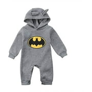 Baby Boys Romper Bodysuit Newborn Hoodies Batman One-piece Sleepsuit 3-24M