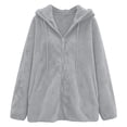 thumbnail image 5 of Scyoekwg Women's Hooded Fleece Zip Up Jacket Long Sleeve Drawstring Sherpa Coat with Side Pockets Soft Warm Loose Fit Fall Winter Outerwear,Size:S-XXL, 5 of 7