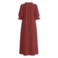 thumbnail image 6 of YuXingFu Plus Size Summer Dresses Mid-Length Collared Plus Size Womens Dress Short Sleeve A Line Casual Summer Red L, 6 of 8