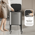 thumbnail image 6 of Metal Kitchen Trash Can with Wheel Legs, 36L / 9.5gal Medium Press Lid Slim Removable Waste Basket, Pet Proof Tall Narrow Garbage Pail for Vanity, Bedroom, Bathroom, Living Room, Eclipse Grey, 6 of 7