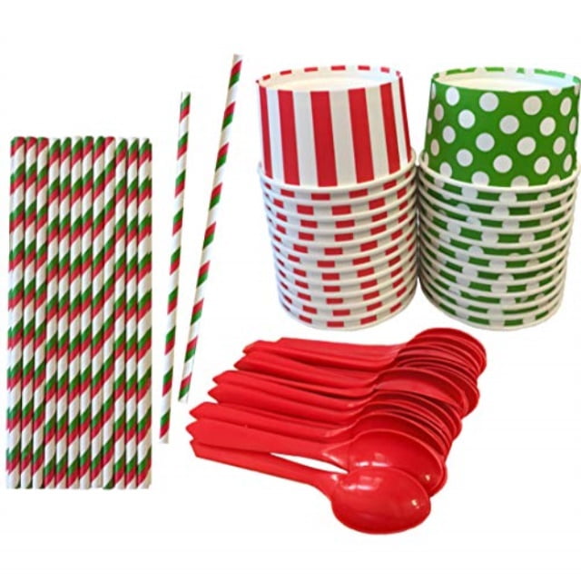 4 oz Polka Dot Disposable Birthday Party Cups Red Ice Cream Paper Cups