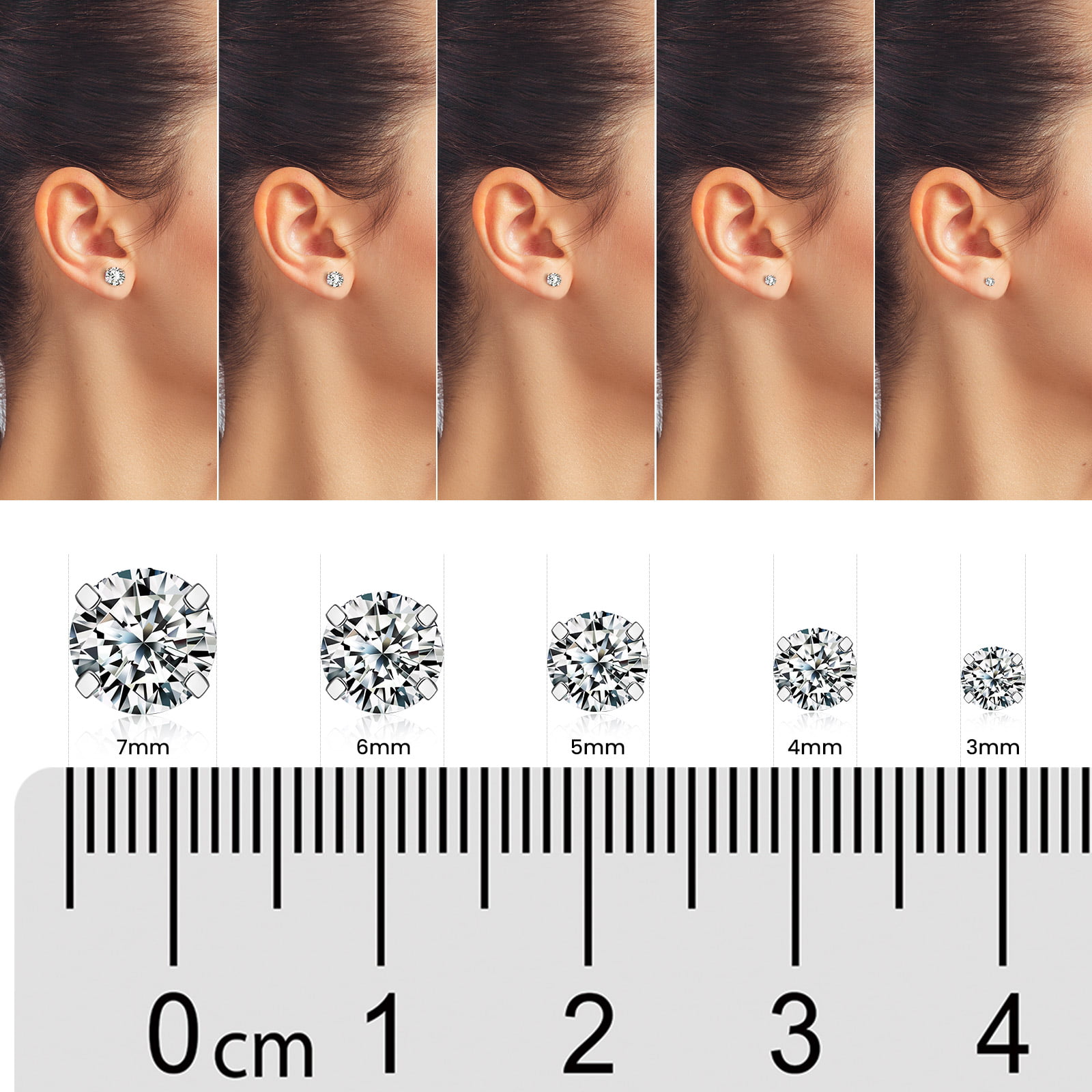Dropship 20G 4MM Stainless Stud Earrings Flat Back Earrings For Women Men  Cubic Zirconia Cartilage Stud Earrings Sparkle CZ Crystal Ball Stud Earrings  Helix Earrings Hypoallergenic to Sell Online at a Lower