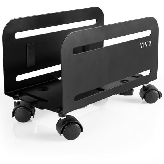 VIVO Black Computer Desktop ATX Case CPU Rolling Stand Adjustable Cart Holder
