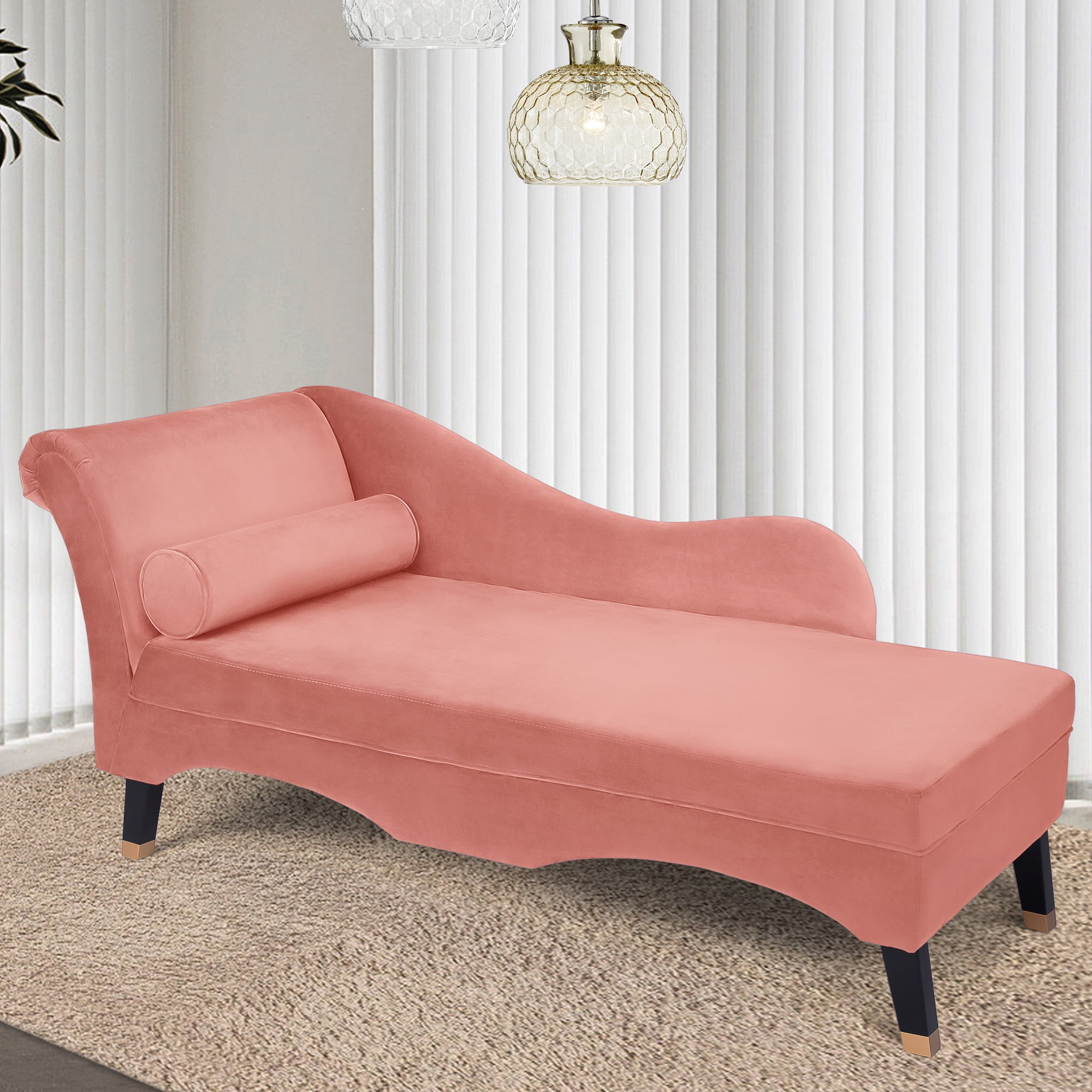 Chaise Lounge, Indoor Lounge Velvet Sofa Chair Filled with High Density