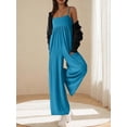 thumbnail image 4 of Jumpsuits for Women Spaghetti Strap Wide Leg Overalls Summer Rompers with Pockets Blue M, 4 of 8
