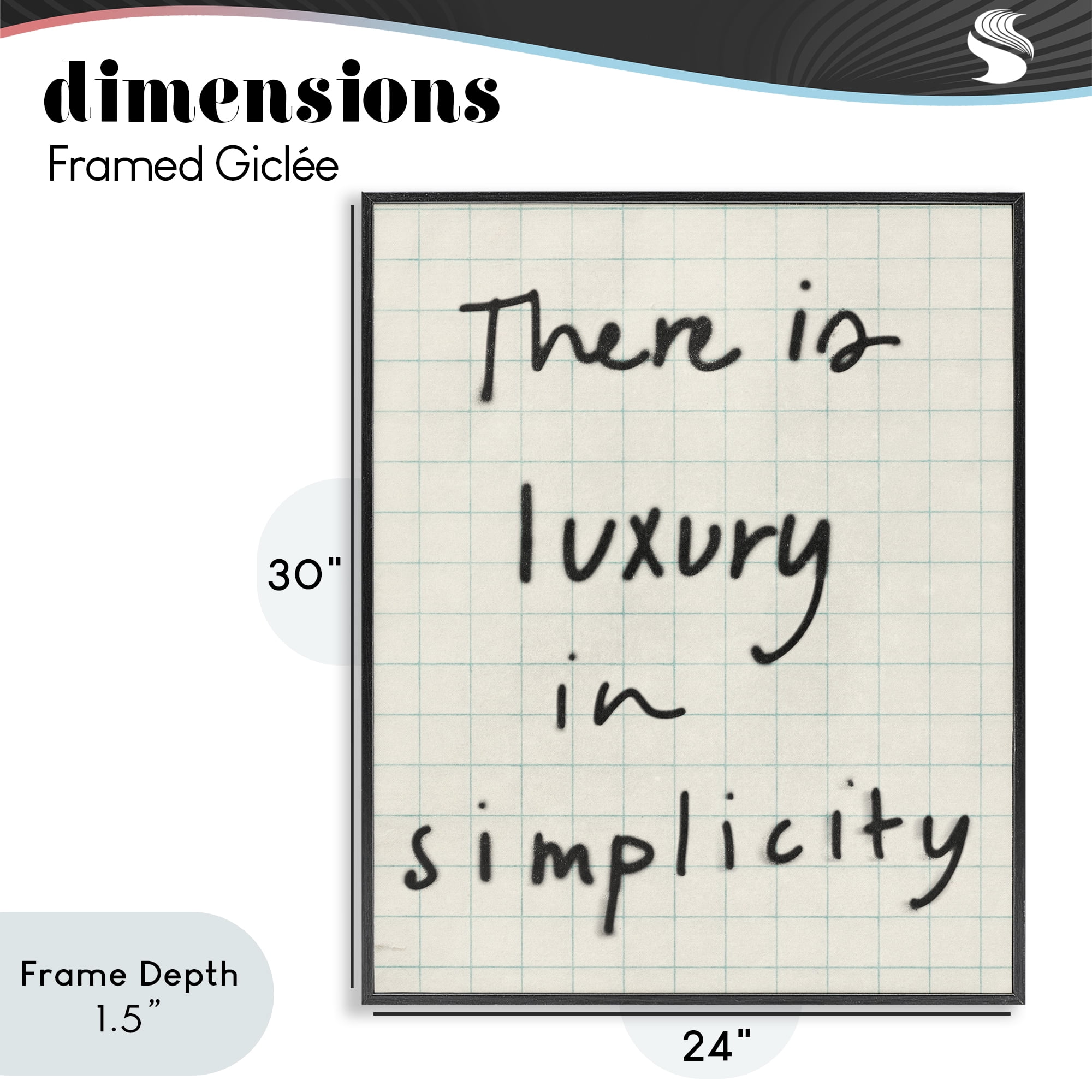 Stupell Industries Luxury In Simplicity Scrawl Black Framed Giclee Art, design by Victoria Barnes