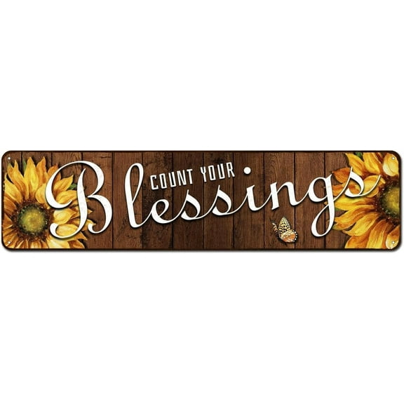 Tin Sign Count Your Blessings Funny Metal Tin Sign Wall Decor for Garden Wall Home Farm Yard Front Door Indoor Outdoor Street Sign 6x16 Inches