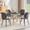 Black Table+Dark Gray Chairs(PU), variant on Hi loPres 5-Piece Dining Table Set for 4, 31.5" White Round Desk with Storage Basket, Four Green PU Chairs, Modern Apartment Kitchen