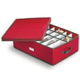 Homz® Large Holiday Heirloom 56 Ornament Storage Box, Red with Green