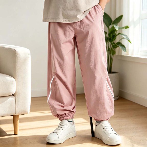Xdegoge Tween Girls Jogger Pants Elastic Waist Athletic Loose Casual Wide Leg Sports Sweatpants with Pockets Running Sports Activewear Trousers