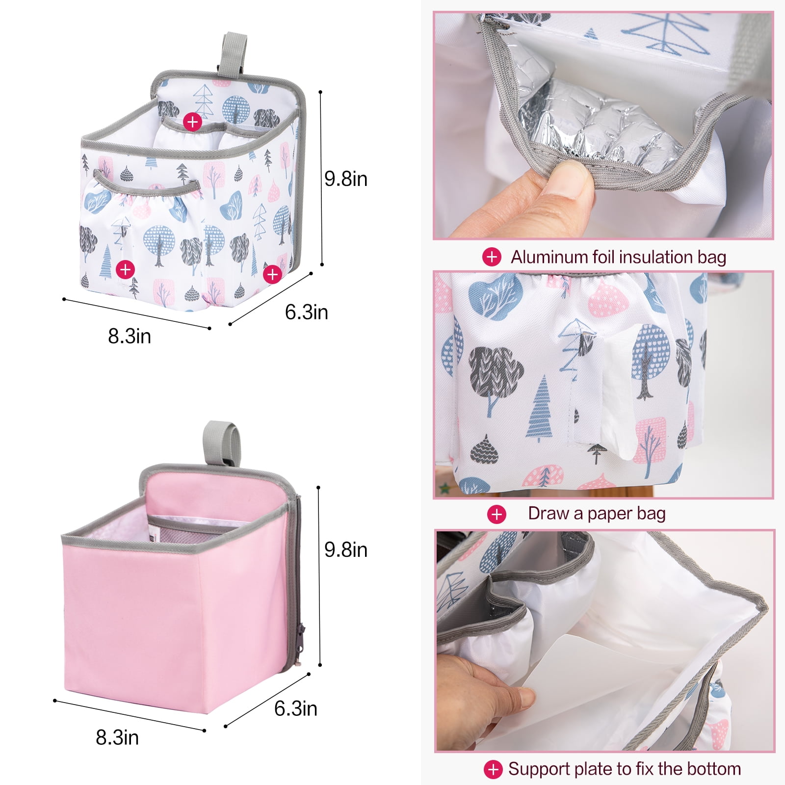 Baby Stroller Organizer Bag Bedside Caddy Diaper Storage Bin Hanging Storage Bag for Baby Bed/Baby Cart