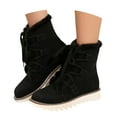 thumbnail image 3 of Xiaoxatg Women's Mid-Calf Boots Fashionable Winter Lace Up Solid Color Lined Comfortable and Warm Walking Footwear for Women 7.5 Black, 3 of 9