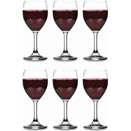 Vikko 8.5 Ounce Small Wine Glasses Set of 6, Fancy Red and White Glass, Durable Stem, Copas De Vino Dishwasher Safe