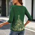 thumbnail image 5 of EANJE Women Christmas Graphic Open Front Cardigan, 3/4 Sleeve Loose Lightweight Shrug, Casual Printed Thin Knit Layering Top Dark Green L, 5 of 6