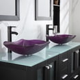 thumbnail image 6 of Wonline 60Inch Black Bathroom Vanity Sink Combo Solid MDF Cabinet with Purple Double Glass Vessel Sink and Faucet with Pop Up Drain Combo, 6 of 7