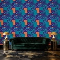 thumbnail image 6 of Retro Peel and Stick Wallpaper Modern Leopard Print Purple Geometric Wall Mural 23.6in x 9.8ft Self Adhesive Removable Wall Paper Renter Friendly Wallpaper for Bedroom Dressing Room Salon, 6 of 8