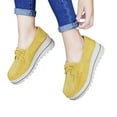 thumbnail image 2 of hopeusnice Women's Suede Loafers Slip On Wedge Platform Shoes Comfortable Breathable Bowknot Tassel Flatform Walking Shoes Yellow 42, 2 of 5