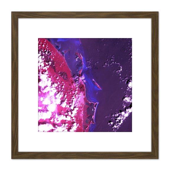 Abstract Paint Blobs Ink 8X8 Inch Square Wooden Framed Wall Art Print Picture with Mount