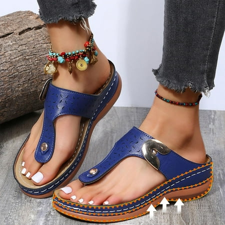 

Zedker Womens Slide Sandals Women s Summer Flip Flops Solid Color Thick Heel Slip On Slide Sandals Slippers Casual Beach Shoes