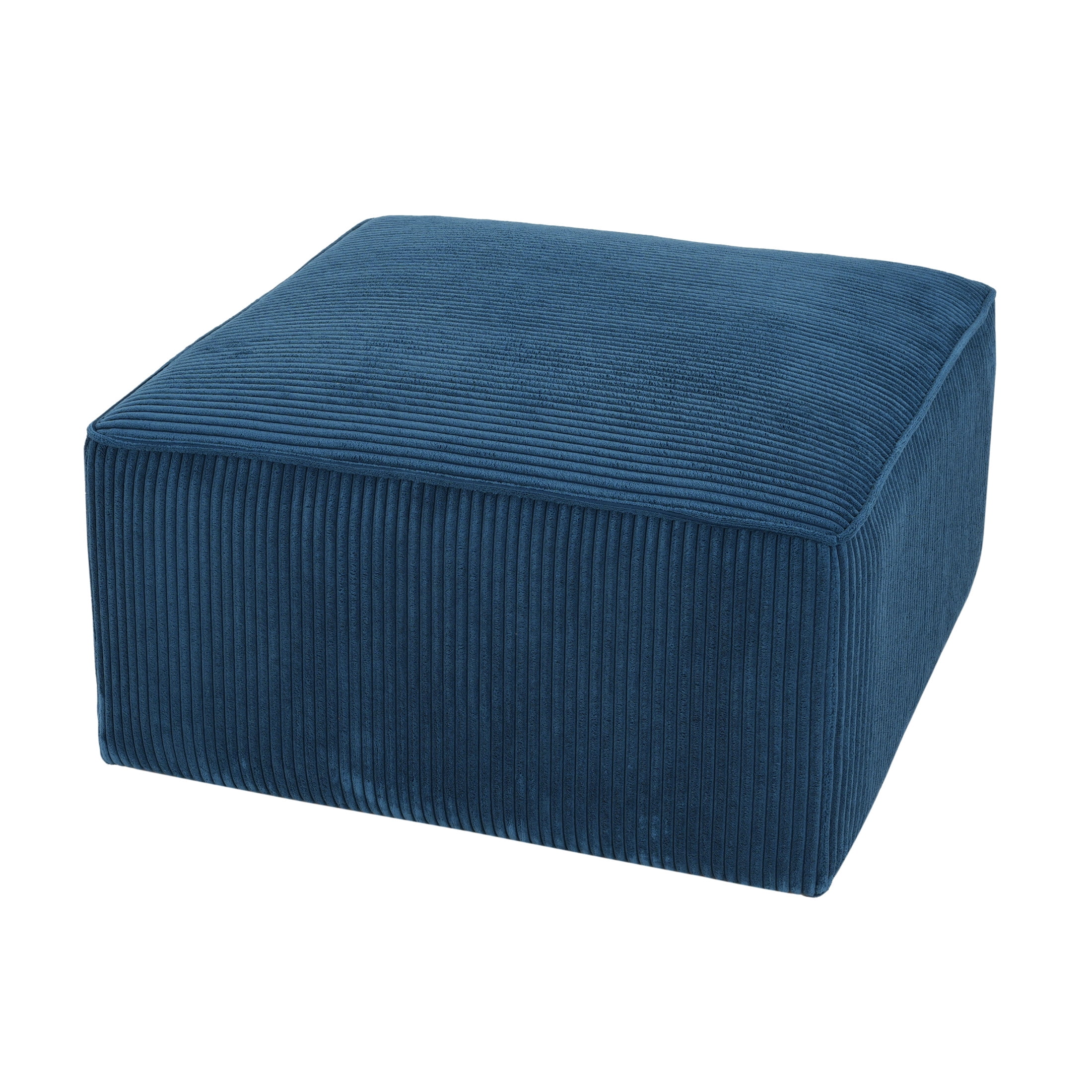 Christopher Knight Home 30.25" Corduroy Upholstered Sectional Ottoman, Wood Frame, Navy Blue