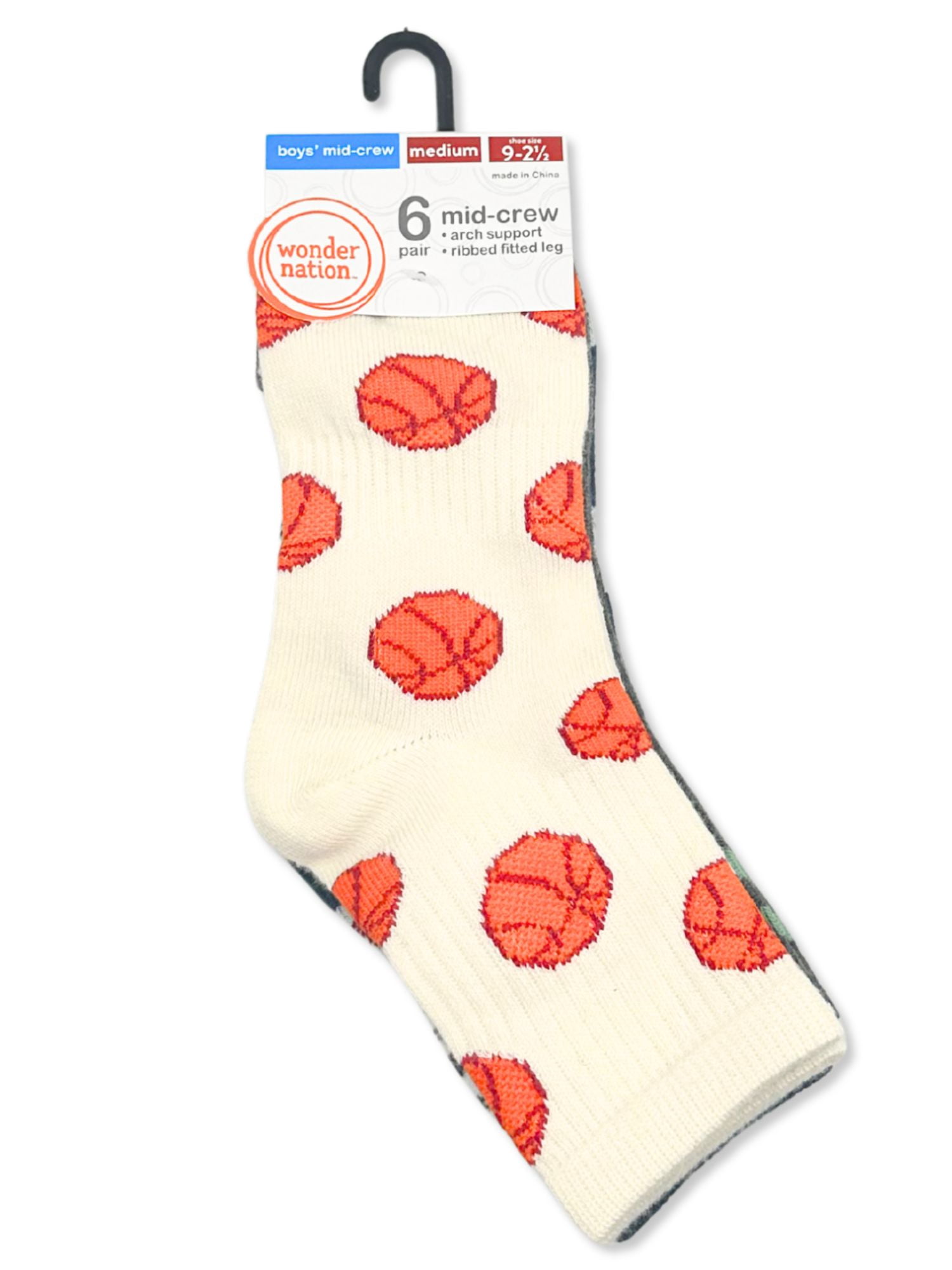 Wonder Nation Boys Sport Balls Mid-Crew Socks, 6-Pack, Sizes S-L