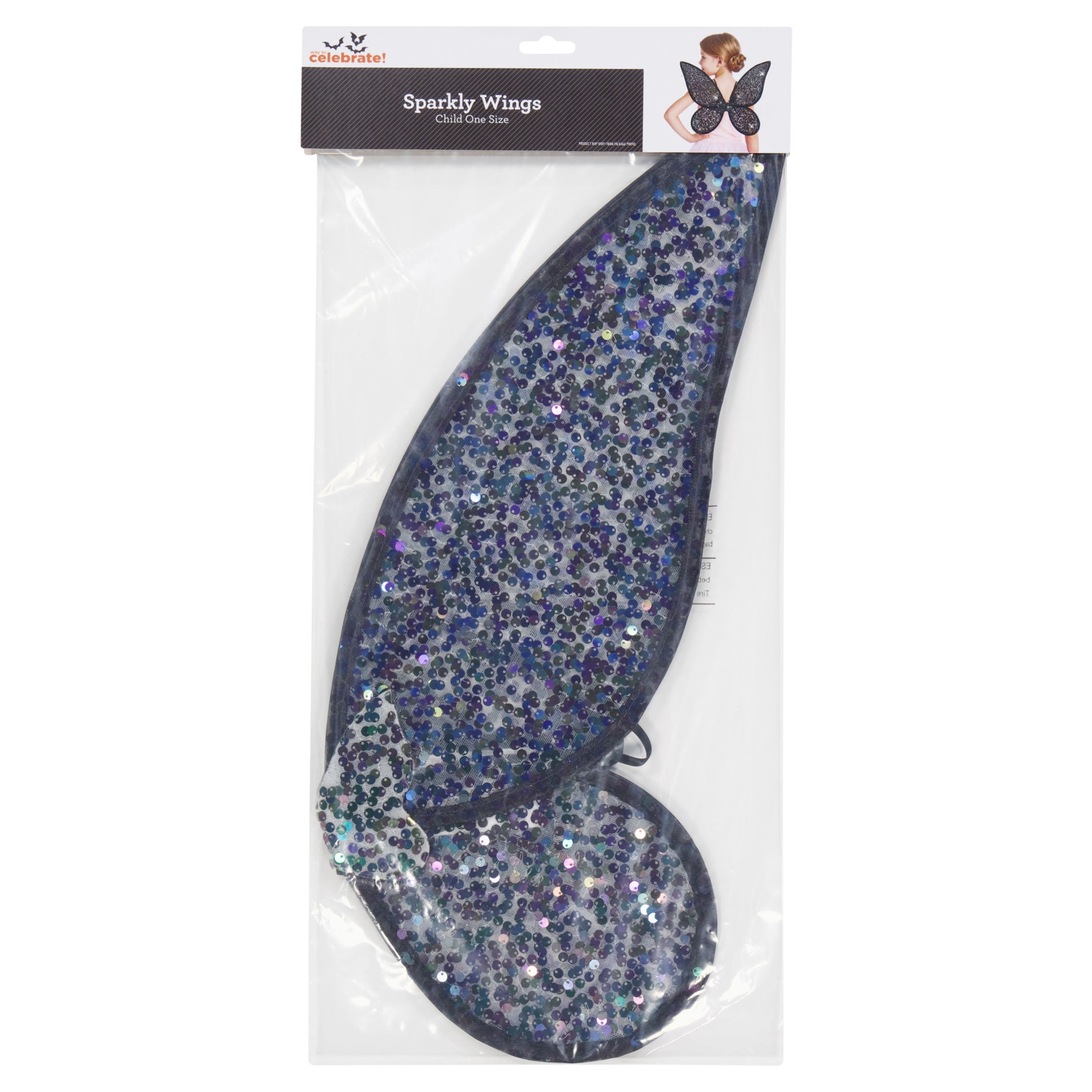 Sparkly Wings Costume Accessory for Children, Black, Halloween by Way To Celebrate