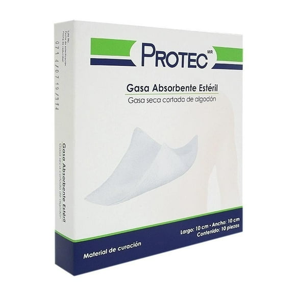 Gasa estéril Protec absorbente 10 x 10 cm 10 pzas