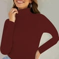 thumbnail image 2 of MESSUEN Turtleneck Sweater Women Ribbed Long Sleeve Tops for Women Long Sleeve Sweaters for Women Shirts Sleeveless T Shirts for Women Ladies Blouses Women's Winter Sweaters Wine One Size, 2 of 4