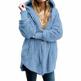 thumbnail image 2 of Women's Fashion Solid Color Long Sleeved Cardigan Retro Slit Windbreaker Open Front Long Cardigan Coat With Pockets Loose Velvet Jacket, 2 of 5