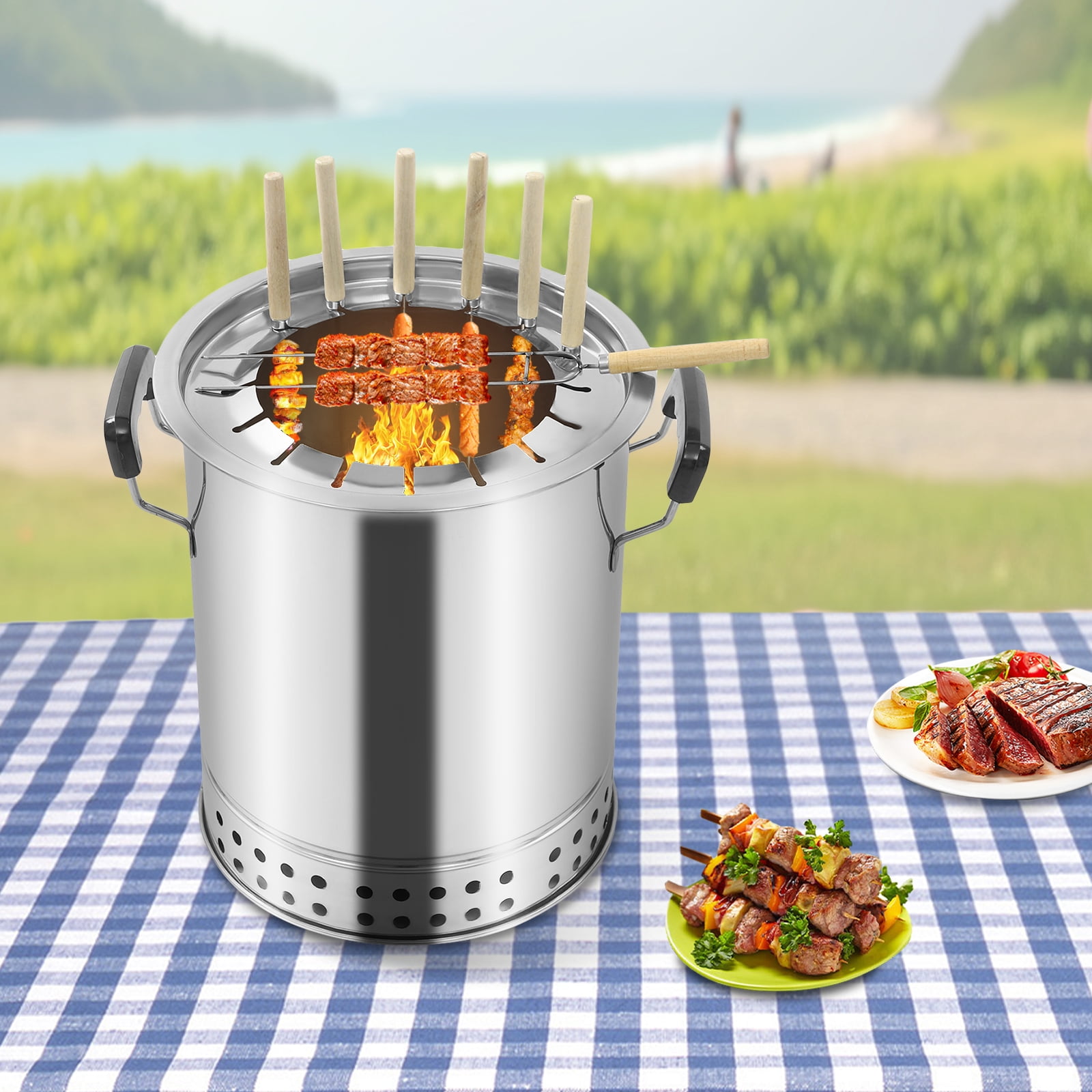 Mini Portable Charcoal Gril, Charcoal Grill, Portable Compact BBQ Charcoal Grill