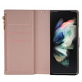 thumbnail image 4 of SaniMore for Samsung Galaxy Z Fold 3 Star Laser Engraving Case, Magnetic Flip Zipper Wallet Cover Support Wrist Strap Card Slot & Kickstand Shockproof Protective Shell for Girls Ladies, Rosegold, 4 of 9