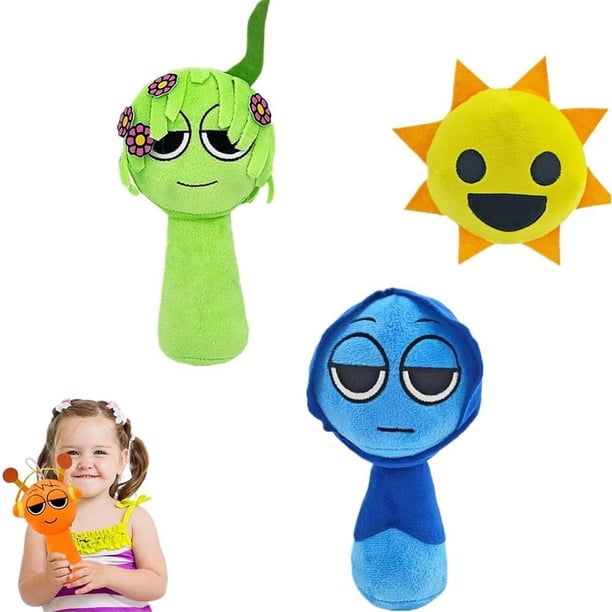 Piezas Sprunki Peluches, 9,8 Pulgadas, 2025 Incredibox Sprunki Plush Toys, Incredibox Sprunki Muñeca de Peluche Suave y Lindo, Regalos para Niños y Fans (Jevin y Mr.Sun y Vineria)