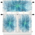 thumbnail image 2 of Floral 3pcs Kitchen Curtain Valance and Tiers Set, Small Window Treatment Valance Curtain Insulated Blackout Drapes with 2 Tiers Curtains for Kitchen Bathroom, Nature Theme Blue Art Flower, 2 of 5