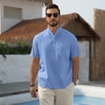 thumbnail image 3 of Fexilor Men's Short Sleeve Button Henley Shirts, Stand Collar Casual and Dress Tops with Pocket, 3 of 8