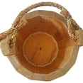 thumbnail image 3 of GOOD WOOD - Wooden Bucket 6" x 8" Water Wishing Well Pail with Rope Twine Handle Solid Wood Vintage Style Primitive Planter - Made in The USA, 3 of 6