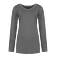 thumbnail image 3 of MAWCLOS T-shirt pour Femmes Col Rond T-shirt Manches Longues Tee Décontracté Travail Tunique Unie Blouse Gris Foncé m, 3 of 5