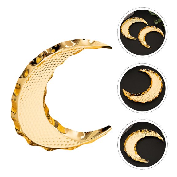 OULII 1Pcs Crescent Moon Shaped Plate Golden Fruit Dessert Plates Lightweight Compact Design For Hotel Use
