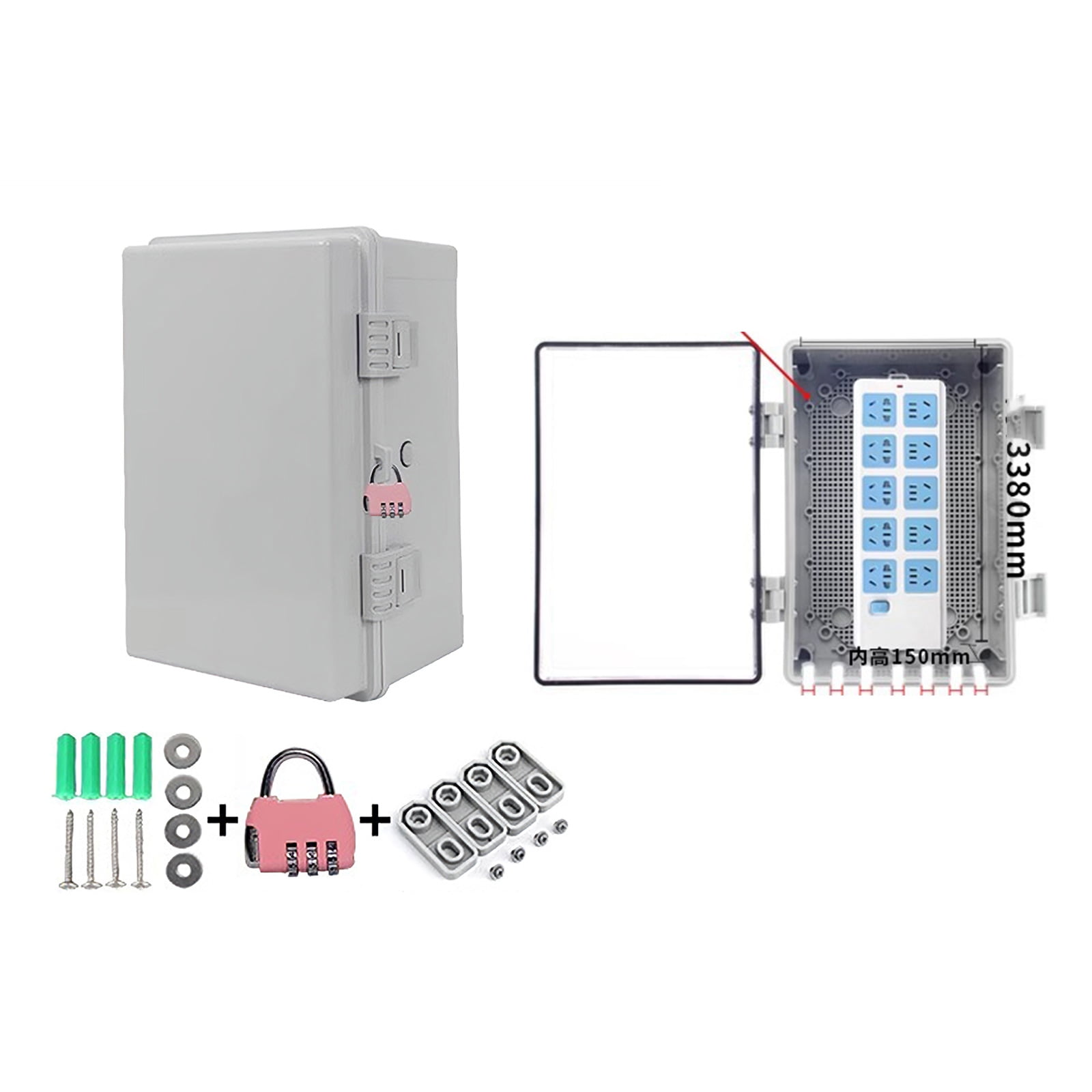 1 Set Quickly Install Waterproofed Box for Electrical Outdoors Lock Included ABS Construction Safety Durability