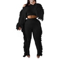 thumbnail image 5 of Scyoekwg Women's Fall Two Piece Outfits Short Long Sleeve Sweatshirt Jogger Sweatpant Matching Outfits Casual Two Piece Set Fashion Sweatsuit Tracksuit (Black,XXL), 5 of 7