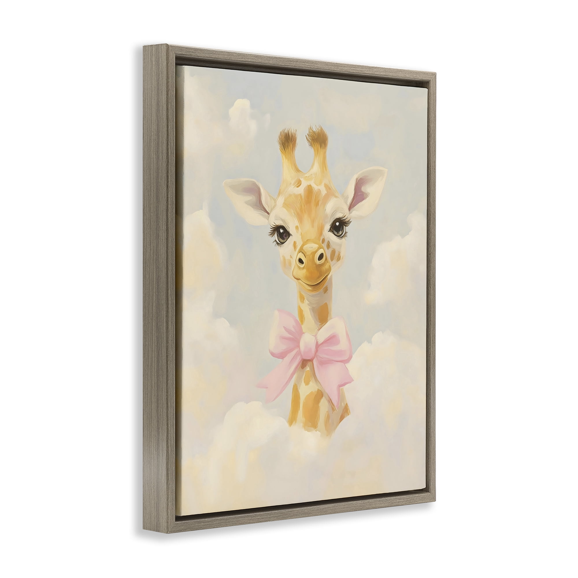 Stupell Industries Charming Giraffe In The Clouds Brown Framed Floater Canvas Wall Art, design by The Prints Vibe