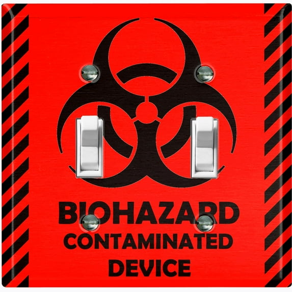 Metal Light Switch Plate Cover Red Contaminated Biohazard Sign SGN001