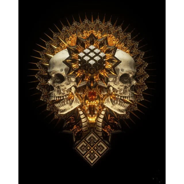 Estatua de calavera de Metal abstracto, impresiones doradas en lienzo, carteles, pintura, imágenes artísticas de pared para sala de estar, decoración del hogar, sin marco