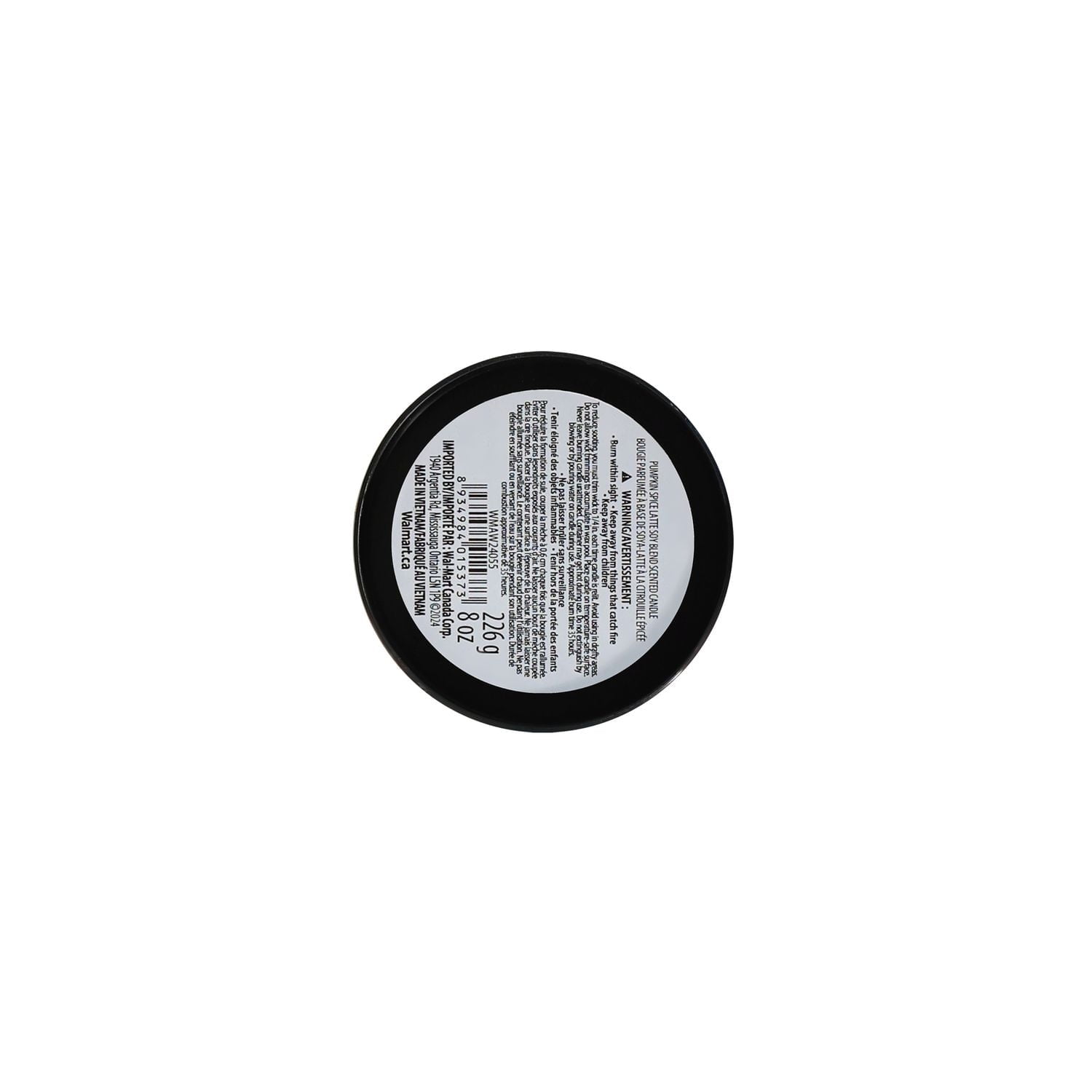 Aroma Light 8oz Pumpkin Spice Latte Soy Wax Blended Scented Candle, 1 mèche de coton