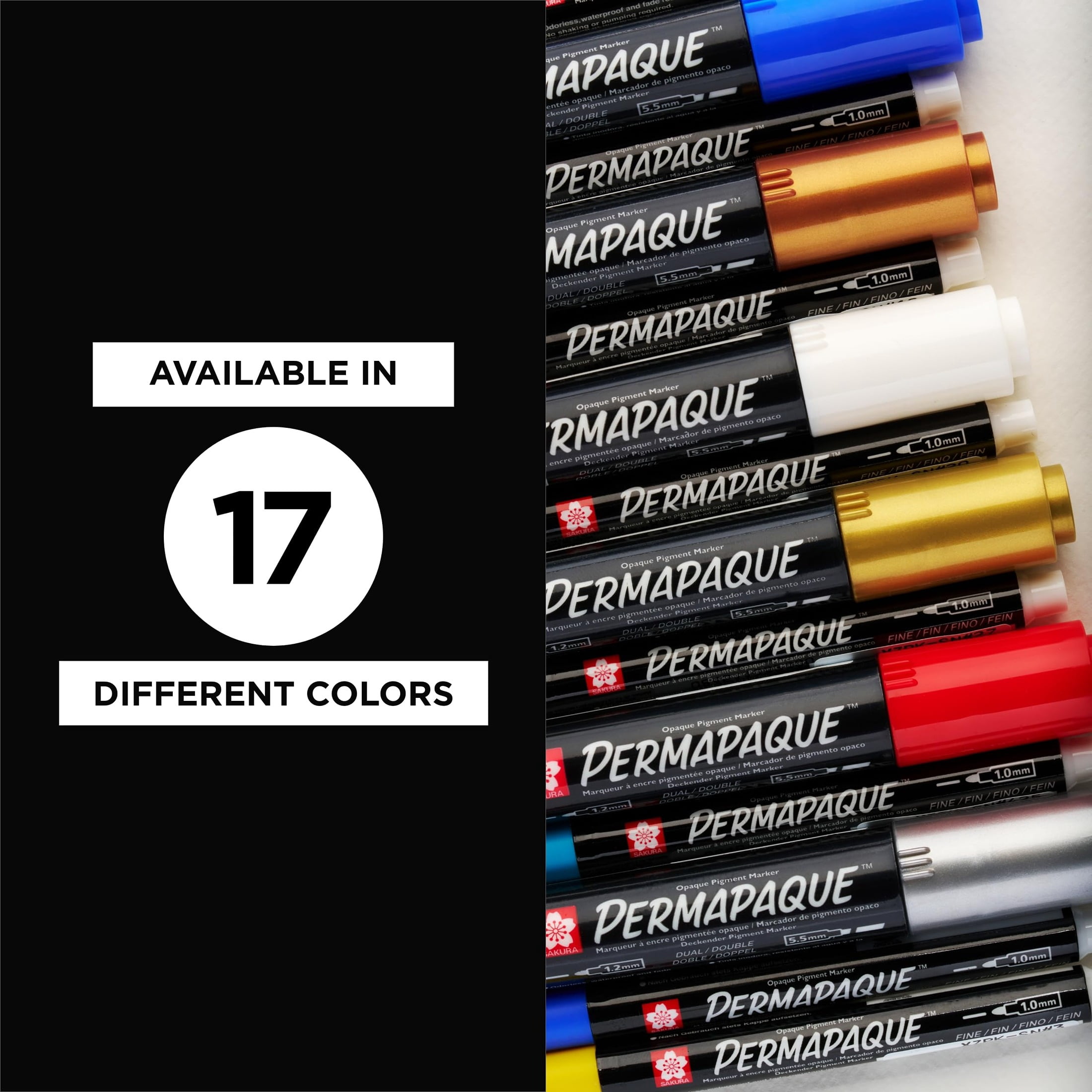 SAKURA Permapaque Artist's Gift Set, Dual Point Opaque Paint Markers, Ass't Archival Colors, 17 PK