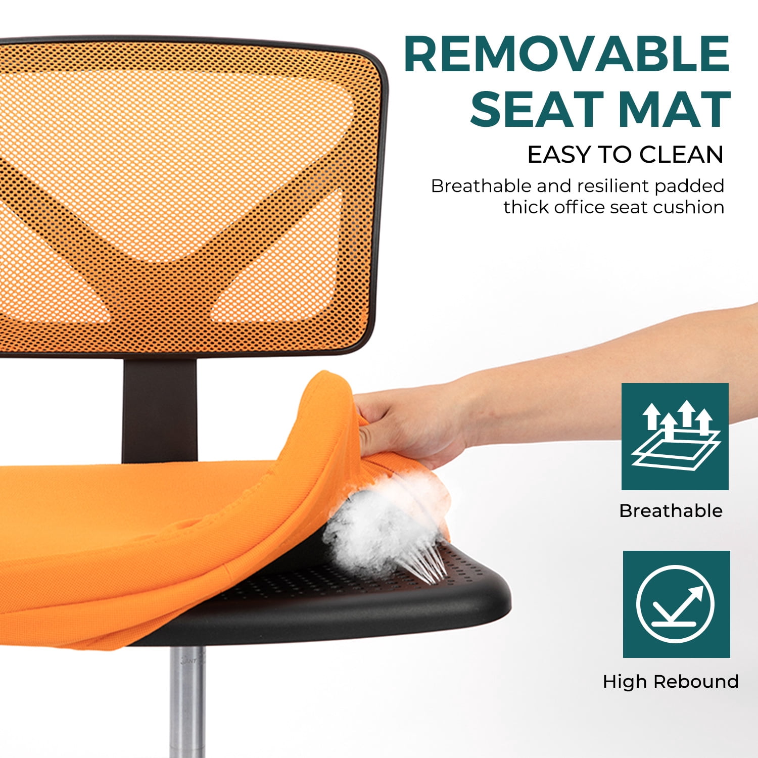 Gianna Armless Desk Chair, Home Office Rolling Adjustable Ergonomic Chairs with Low Back