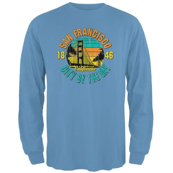 Bridge San Francisco California Mens Long Sleeve T Shirt Carolina Blue SM