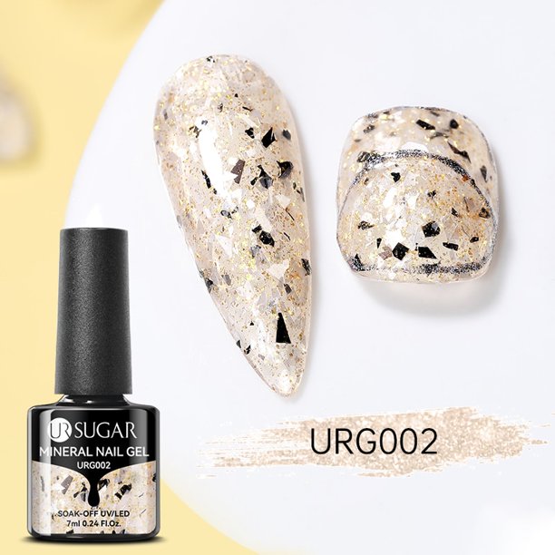 UR SUGAR 7ml Brillo reflectante Goma Base Gel Esmalte de uñas Botella de vidrio Lentejuelas brillantes Soak Off Gel UV para manicura Dengxun unisex